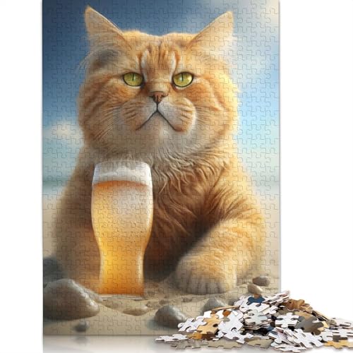 Puzzle für Erwachsene 1500 Teile Katze trinkt Bier Quadratische Puzzles für Erwachsene und Holzpuzzles Puzzles für Erwachsene Geschenke 1500 Teile (85 x 57 cm) von GQmoney