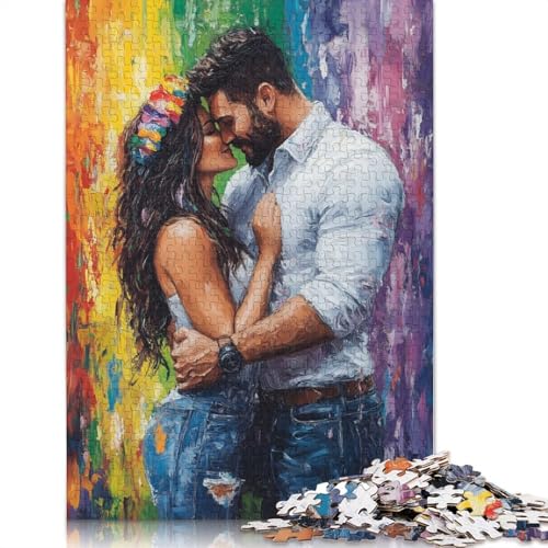 Puzzle für Erwachsene mit 1000 Teilen, Motiv: Verliebtes Paar, für Teenager ab 12 Jahren, 1000 Teile (75 x 50 cm) von GQmoney