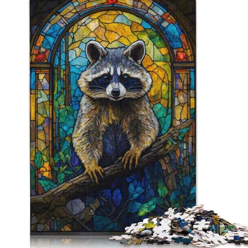 Puzzle für Erwachsene mit 1500 Teilen, Waschbär, abstrakt, gebeizt, G, quadratisches Puzzle für Erwachsene und Holzpuzzles, Heimdekoration, 1500 Teile (85 x 57 cm) von GQmoney