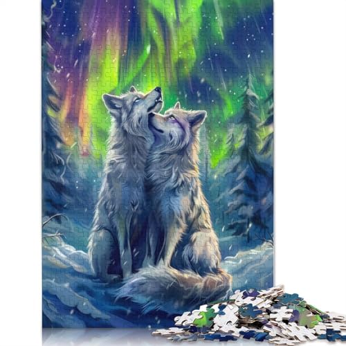 Puzzle für Erwachsene mit 520 Teilen, Schneewolf-Romantik, quadratisches Puzzle für Erwachsene und Holzpuzzle, Heimdekoration, 520 Teile (52 x 38 cm) von GQmoney