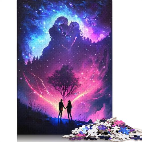 Puzzle für Erwachsene mit Galaxienpaar und Nebel, 520 Teile, 100% recycelte Holzplatte, Denksportaufgaben für Erwachsene, für Jungen oder Mädchen, 520 Teile (52 x 38 cm) von GQmoney