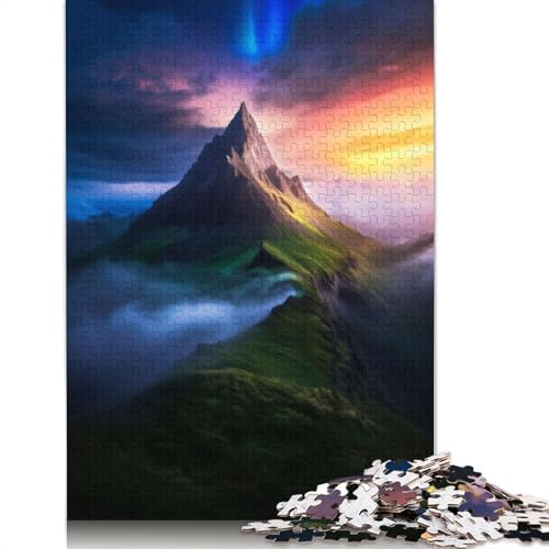 Puzzle für Erwachsene mit Sonnenuntergang auf dem Berggipfel, 520 Teile, 100% recycelte Holzplatte, Denksportaufgaben für Erwachsene, für Jungen oder Mädchen, 520 Teile (52 x 38 cm) von GQmoney