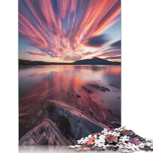 Puzzle für Erwachsene mit Sonnenuntergangshimmel-Reflexion, 1500 Teile, 100% recycelte Holzplatte, Denksportaufgaben für Erwachsene, für Jungen oder Mädchen, 1500 Teile (85 x 57 cm) von GQmoney