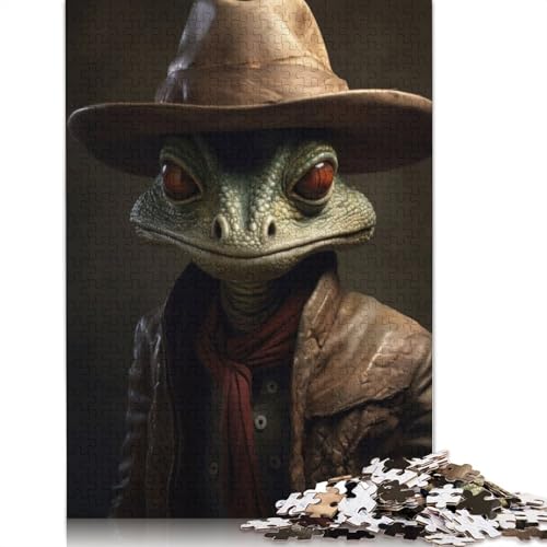 Puzzle für Erwachsene und Jugendliche, Cowboy-Chamäleon, Holzpuzzle, Erwachsene ab 14 Jahren, 1500 Teile (85 x 57 cm) von GQmoney