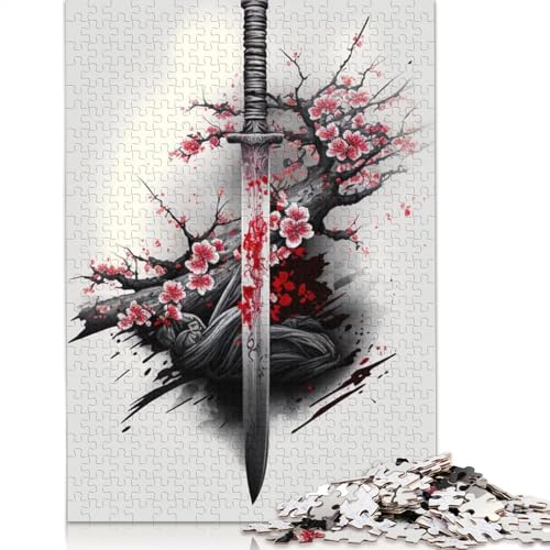 Puzzle für Erwachsene und Jugendliche, Japanisches Katana-Holzpuzzle, Puzzle für Erwachsene, ab 14 Jahren, 520 Teile (52 x 38 cm) von GQmoney