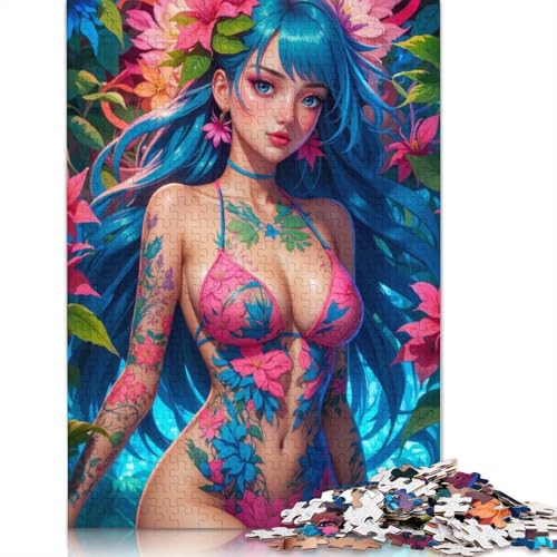 Puzzle für Erwachsene und Jugendliche, Manga-Blumenmädchen, Holzpuzzle, Puzzle für Erwachsene, ab 14 Jahren, 1000 Teile (75 x 50 cm) von GQmoney