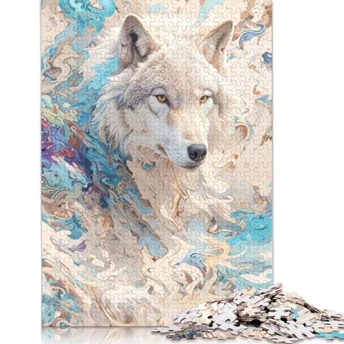 Puzzle für Erwachsene und Jugendliche, Mystischer Wolf, Holzpuzzle, Erwachsene ab 14 Jahren, 1000 Teile (75 x 50 cm) von GQmoney