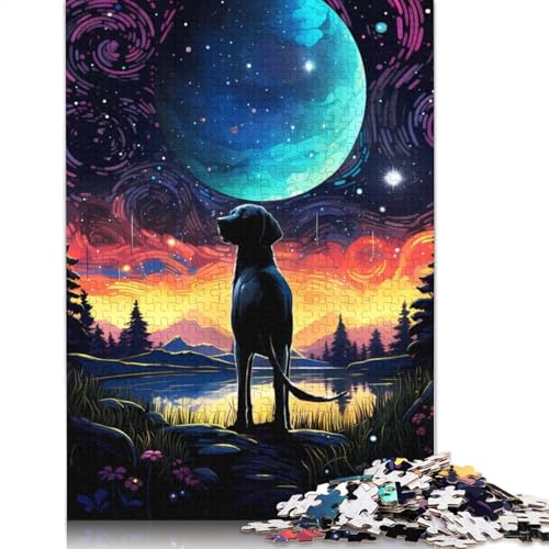 Puzzle für Erwachsene und Jugendliche, Sternennacht-Hund, Holzpuzzle, Erwachsene ab 14 Jahren, 1500 Teile (85 x 57 cm) von GQmoney