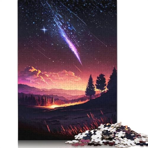 Puzzle für Erwachsene und Jugendliche, Sternschnuppen, Anime-Landschaft, Holzpuzzle, Erwachsene ab 14 Jahren, 1000 Teile (75 x 50 cm) von GQmoney