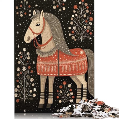 Puzzle für Erwachsene und Jugendliche, Weihnachtspferd-Puzzles für Erwachsene und Teenager, Familienspiel, 1000 Teile (75 x 50 cm) von GQmoney
