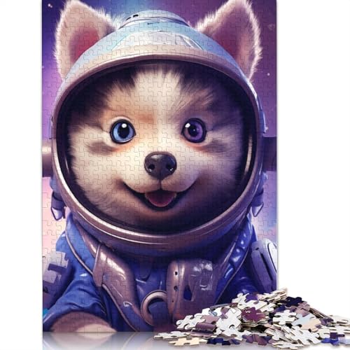 Puzzle für Erwachsene und Jugendliche, Weltraum-Baby-Husky, Holzpuzzle für Erwachsene, Teenager-Geschenk, 1000 Teile (75 x 50 cm) von GQmoney