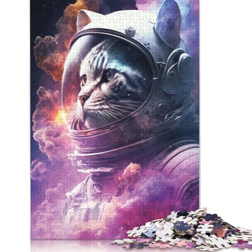 Puzzle für Erwachsene und Jugendliche, Weltraumkatze, Holzpuzzle für Erwachsene, Teenager-Geschenk, 1000 Teile (75 x 50 cm) von GQmoney