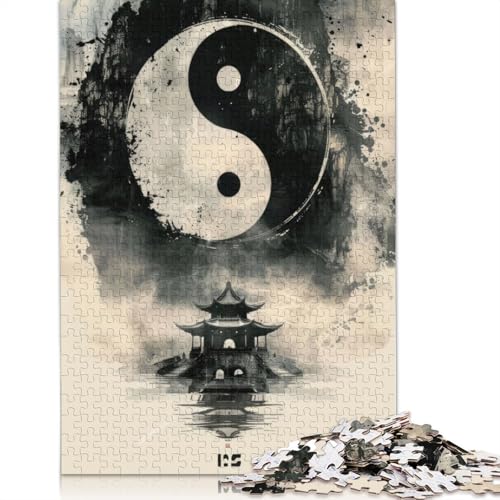 Puzzle für Erwachsene und Jugendliche, Yin-Yang-Tempel, Holzpuzzle für Erwachsene, Teenager-Geschenk, 520 Teile (52 x 38 cm) von GQmoney