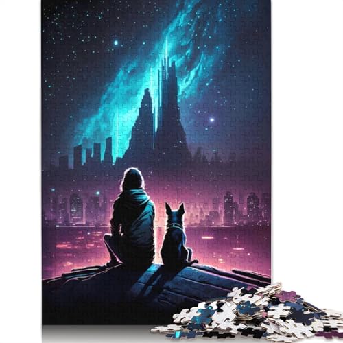 Puzzle für Erwachsene und Jugendliche „Future Night with My Dog“ Holzpuzzle, Erwachsene ab 14 Jahren, 1500 Teile (85 x 57 cm) von GQmoney