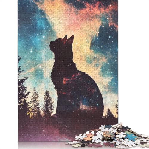 Puzzle für Erwachsene und Jugendliche „Katze in der Galaxie“, Holzpuzzle, Erwachsene ab 14 Jahren, 1000 Teile (75 x 50 cm) von GQmoney
