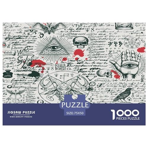 Puzzle für Kinder, Retro-Muster, 1000 Teile, Puzzle für Erwachsene, Holzpuzzle für Erwachsene und Kinder, Stressabbau, 1000 Teile (75 x 50 cm) von GQmoney