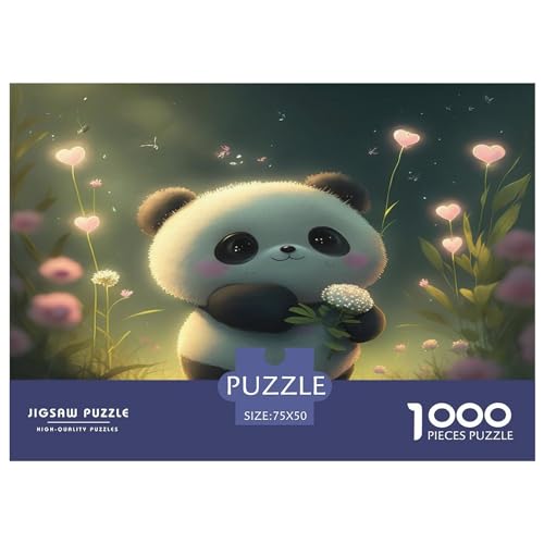 Puzzle für Kinder, niedlicher Panda, 1000 Teile, Puzzle für Erwachsene, Holzpuzzle für Erwachsene und Kinder, Stressabbau, 1000 Teile (75 x 50 cm) von GQmoney