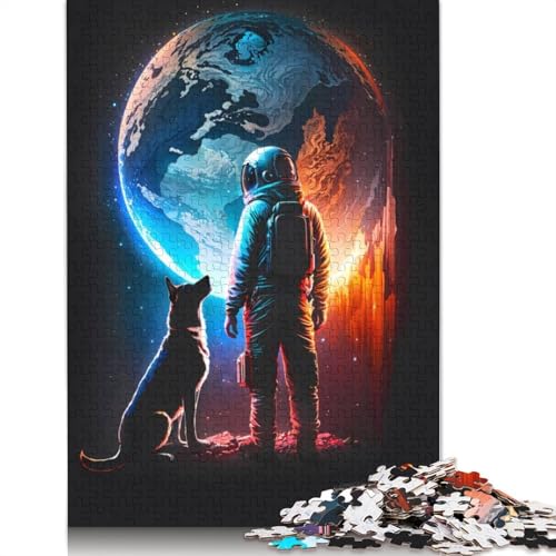 Puzzle mit 1000 Teilen, Astronauten- und Hundereise, ab 18 Jahren, Lernspiele, Puzzles für Erwachsene, für Frauen, für Kinder ab 12 Jahren, 1000 Teile (75 x 50 cm) von GQmoney