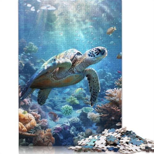 Puzzle mit 1000 Teilen, Meeresschildkröten, Korallenparadies, Schwierigkeitsgrad, Lernspiele, Spielzeug, 1000 Stück (38 x 26 cm) von GQmoney
