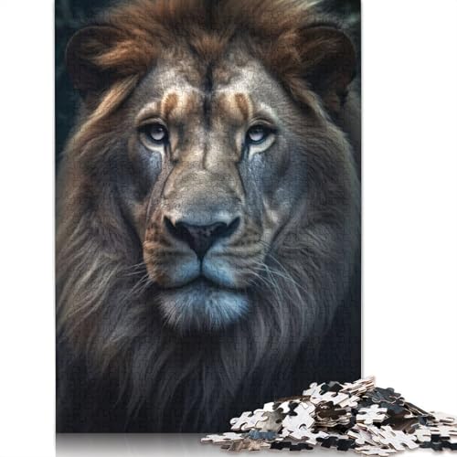 Puzzle mit 1000 Teilen, Porträt eines Löwen mit klaren Augen, quadratisches Puzzle für Erwachsene und Holzpuzzles, Heimdekoration, 1000 Teile (75 x 50 cm) von GQmoney