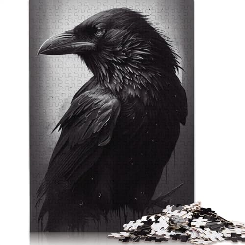 Puzzle mit 1000 Teilen, Rabenporträt, für Erwachsene, zusammen, Denksportaufgaben für Frauen und Männer, 1000 Teile (75 x 50 cm) von GQmoney