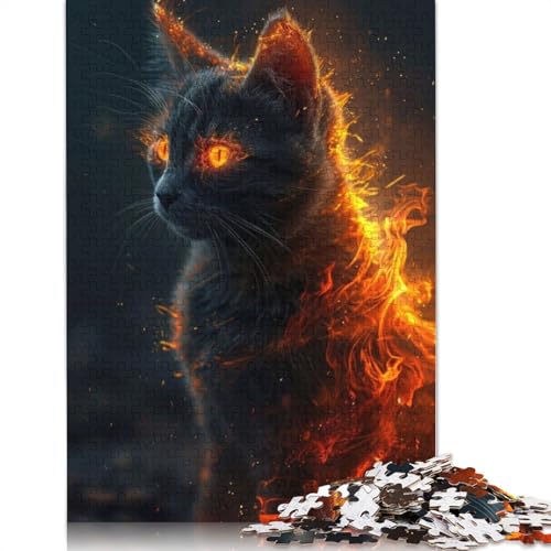 Puzzle mit 1000 Teilen, brennendes Kätzchen für Erwachsene, Weihnachtsgeschenke, Puzzles für Erwachsene, Lernspiele zu Hause, DIY-Spielzeug, 1000 Teile (75 x 50 cm) von GQmoney