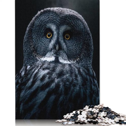 Puzzle mit 1500 Teilen, Graue Bartkauz-Puzzle, Holzpuzzle, Familienaktivität, 1500 Teile (85 x 57 cm) von GQmoney