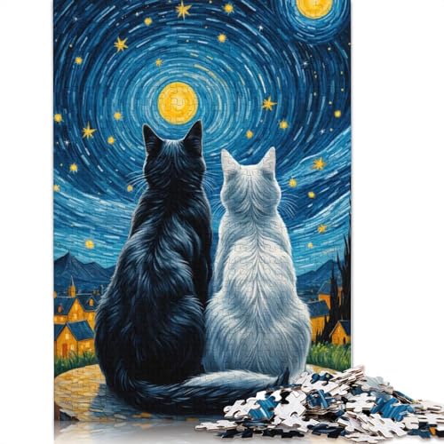 Puzzle mit 1500 Teilen verliebte Katzen, Sternennacht, Holzpuzzle für Erwachsene, ideal für die Heimdekoration, 85 x 57 cm Puzzle mit 1500 Teilen verliebte Katzen, Sternennacht, Holzpuzzle für Erwachsene, ideal für die Heimdekoration, 85 x 57 cm von GQmoney