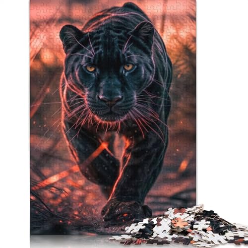 Puzzle mit 520 Teilen für Erwachsene, quadratisches Puzzle, schwarzer Panther Wild, Holzpuzzle, praktisches Spiel, 520 Teile (52 x 38 cm) von GQmoney