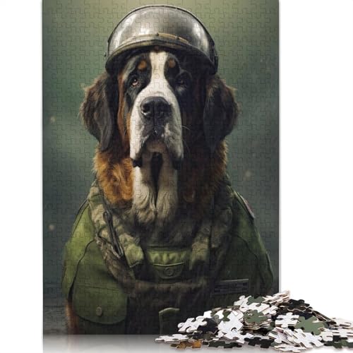 Puzzle mit Bernhardiner-Soldaten für Erwachsene und Kinder. Tolles Geschenk, Herausforderungsspielzeug, Lernspiele, Heimdekoration, ab 14 Jahren, 520 Teile (52 x 38 cm) von GQmoney