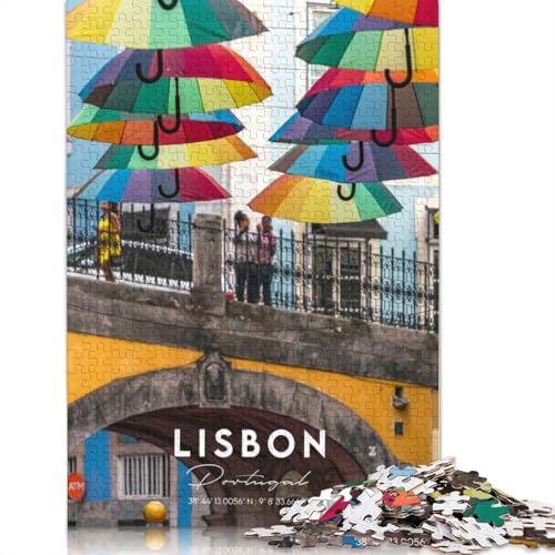 Puzzle mit Koordinaten von Lissabon, 520 Teile, für Erwachsene, kreative Spiele, Puzzlespiele für Erwachsene, für Jungen oder Mädchen, 520 Teile (52 x 38 cm) von GQmoney