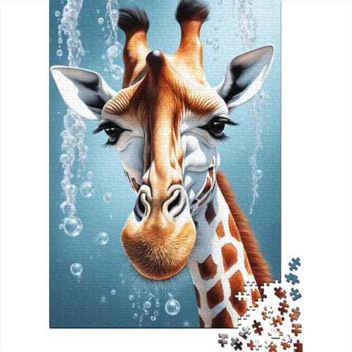 Puzzle mit Tierkunst, Giraffe, Denksportaufgabe, 100% recycelter Karton, Puzzle für Damen und Herren, 1000 Teile (38 x 26 cm) von GQmoney