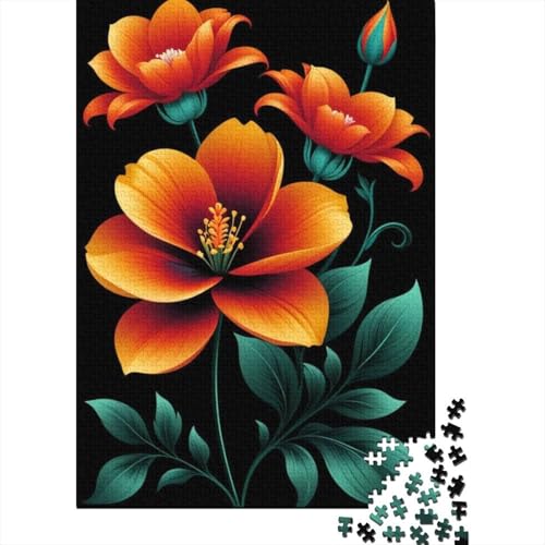 Puzzle mit Tierkunst und Blumen, Denksportaufgabe, Premium-Puzzle aus Karton für Kinder und Erwachsene ab 12 Jahren, 1000 Teile (38 x 26 cm) von GQmoney