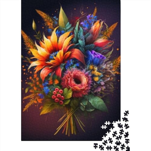 Puzzle mit Tierkunst und Blumen, rechteckig, aus Pappe, 100% recyceltem Karton, für Erwachsene, 1000 Teile (38 x 26 cm) von GQmoney