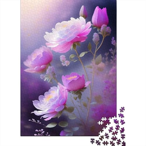 Puzzle mit Tierkunst und Blumen, rechteckig, aus Pappe, 100% recycelter Pappe, für Erwachsene und Kinder, 1000 Teile (38 x 26 cm) von GQmoney