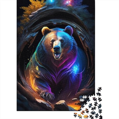 Puzzle mit Tiermotiv und Bär, Denksportaufgabe, 100% recycelter Karton, für Kinder und Erwachsene ab 12 Jahren, 1000 Teile (38 x 26 cm) von GQmoney