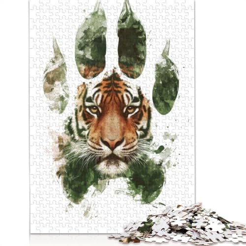 Puzzle mit Tigerpfotenabdruck, Puzzles für Erwachsene und Kinder, 520 Teile, unmögliche Herausforderung, Spielzeug, Lernspiel, Heimdekoration, Geschenke, 520 Teile (52 x 38 cm) von GQmoney