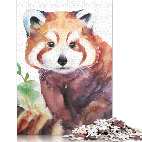 Puzzle mit Wildrothaar-Panda, quadratisch, 520 Teile für Erwachsene und Holzpuzzle, Heimdekoration, 520 Teile (52 x 38 cm) von GQmoney