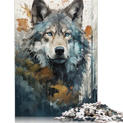 Puzzle mit blauen Wolfsaugen für Erwachsene und Kinder. Skurriles Herausforderungsspielzeug, Lernspiel, Heimdekoration für Erwachsene und Kinder ab 14 Jahren, 520 Teile (52 x 38 cm) von GQmoney