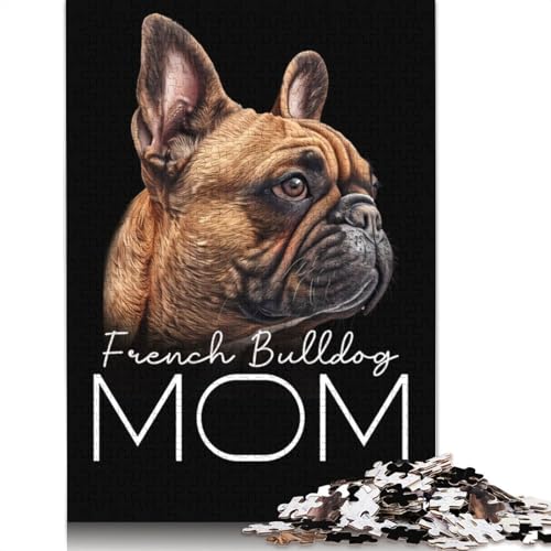 Puzzle mit französischer Bulldoggen-Mama für Erwachsene und Kinder. Tolles Geschenk, Herausforderungsspielzeug, Lernspiele, Heimdekoration, ab 14 Jahren, 520 Teile (52 x 38 cm) von GQmoney