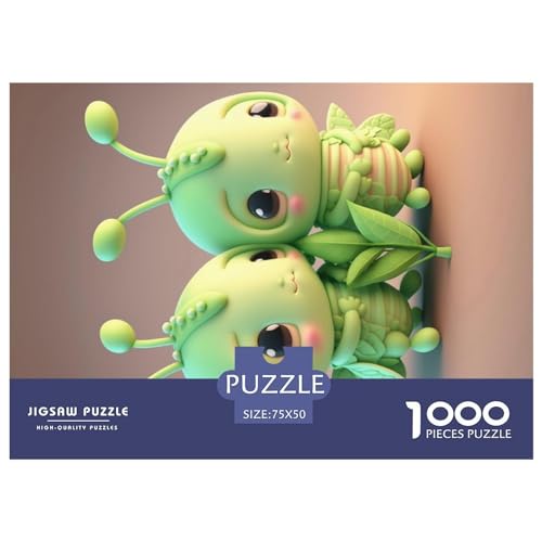Puzzles 1000 Teile, Cartoon-Käfer, quadratische Puzzles für Erwachsene und Kinder, Holzpuzzles, herausfordernde Spielpuzzles, 1000 Teile (75 x 50 cm) von GQmoney