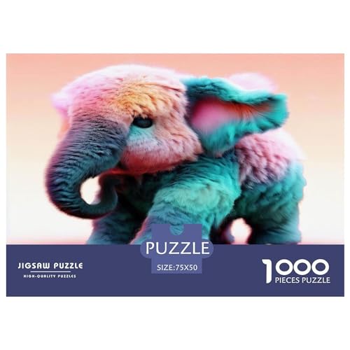 Puzzles 1000 Teile Niedlicher Elefant, quadratische Puzzles für Erwachsene und Kinder, Holzpuzzles Anspruchsvolle Spielpuzzles 1000 Teile (75 x 50 cm) von GQmoney