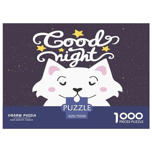 Puzzles 1000 Teile für Erwachsene, Katzenpuzzle für Erwachsene, Holzbrettpuzzles, Familiendekoration, 1000 Teile (75 x 50 cm) von GQmoney
