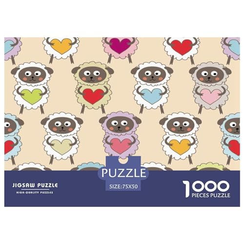 Puzzles 1000 Teile für Erwachsene | Cartoon-Schaf-Puzzles | 1000 Teile Puzzle Lernspiele Heimdekoration Puzzle 1000 Teile (75x50cm) von GQmoney