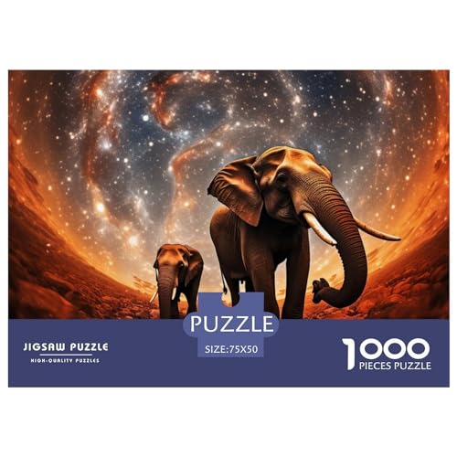 Puzzles 1000 Teile für Erwachsene | Galaxien-Elefanten-Rätsel | 1000 Teile Puzzle Lernspiele Heimdekoration Puzzle 1000 Teile (75x50cm) von GQmoney