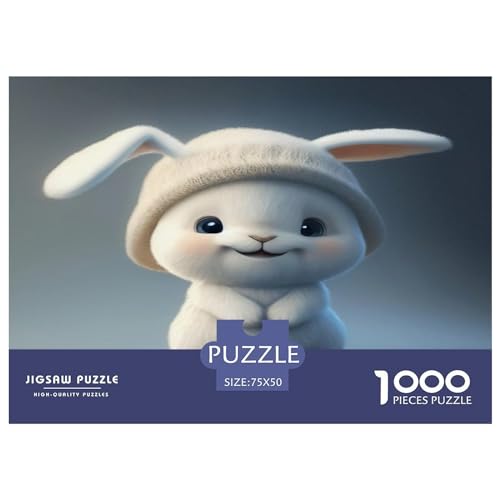 Puzzles 1000 Teile für Erwachsene | Niedliche Kaninchen-Puzzles | 1000 Teile Puzzle Lernspiele Heimdekoration Puzzle 1000 Teile (75x50cm) von GQmoney