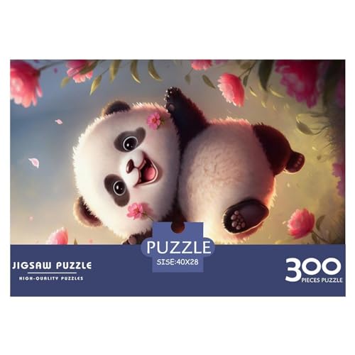 Puzzles 300 Teile für Erwachsene, süßes Panda-Puzzle für Erwachsene, Holzbrett-Puzzles, Familiendekoration, 300 Teile (40 x 28 cm) von GQmoney