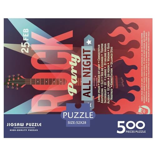 Puzzles 500 Teile, Gitarrenteam, quadratische Puzzles für Erwachsene und Kinder, Holzpuzzles, herausfordernde Spielpuzzles, 500 Teile (52 x 38 cm) von GQmoney