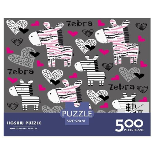 Puzzles 500 Teile für Erwachsene, Liebeszebra-Puzzle für Erwachsene, Holzbrettpuzzles, Familiendekoration, 500 Teile (52 x 38 cm) von GQmoney