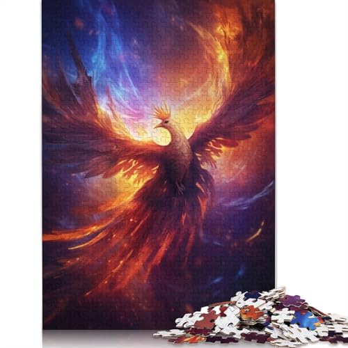 Puzzles 520 Teile für Erwachsene, Fantasy Phoenix Bird Fire Jigsaw Square Puzzle für Erwachsene und Holzpuzzle, einzigartige Herausforderungsspiele, 520 Teile (52 x 38 cm) von GQmoney